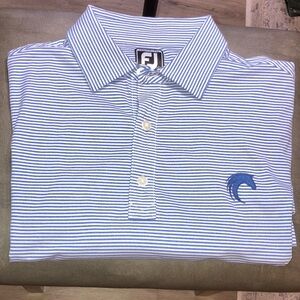 FootJoy Men's Light Blue and White Striped Polo.Mens size large.